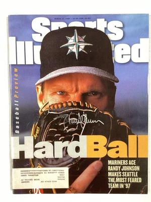 Randy Johnson Signed Sports Illustrated 3/31/97 Mariners Baseball Autograph JSA - Image 1 of 4