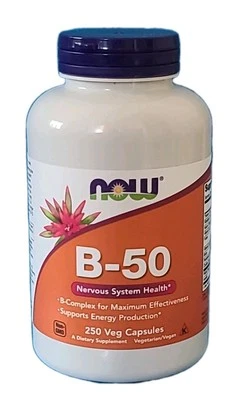 Complejo vitamínico B Now Foods B-50, 250 cápsulas vegetales de energía, salud del sistema EXP: 26/11 Foto 1 de 4