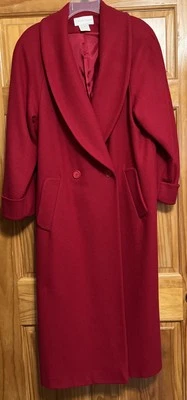 Casual Corner Coat Size 10 Wool Blend Long Red — 第 1/4 张图片