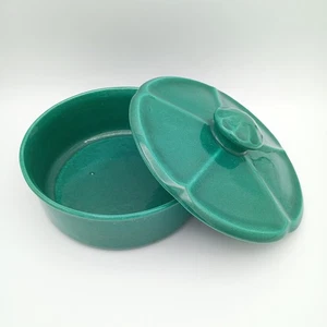 California Whittfred USA Vintage Round Covered Dish Emerald Green MCM - Picture 1 of 10