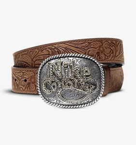 Nike Country Men’s Rhinestone Buckle Embossed Leather Belt Size Large In Hand - Picture 1 of 3