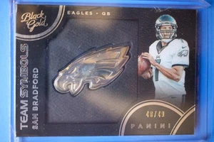 SAM BRADFORD QB 2015 BLACK GOLD METAL NFL EAGLES LOGO TEAM SYMBOLS METAL /49 - Picture 1 of 2