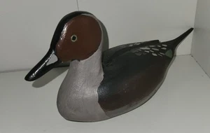 Vintage Hand Carved Duck Decoy "Morin 1984" Folk Art Wood Painted 11” Americana - Picture 1 of 5