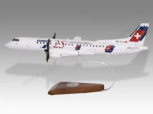 Saab 2000 Crossair 25th Desk Wood Airplane New Model Small Scale 1/100 - Picture 1 of 12