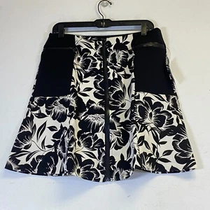 Worthington Zip Front Black Floral Mini Skirt Color Black Floral Size 8P Petite - Picture 1 of 9