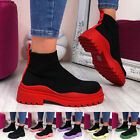 WOMENS LADIES SLIP ON HIGH TOP TRAINERS SOCK CHUNKY PLATFORM WOMEN SHOES SIZE