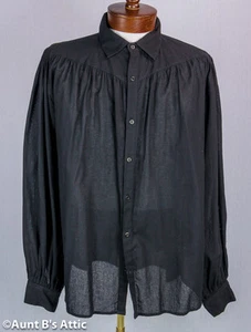 Camisa Steampunk Victoriana Siglo XVIII Negro Algodón Para Hombre Estilo Poeta - Imagen 1 de 2
