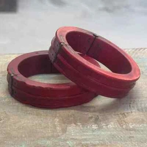 Antique Rare Collectible Hand Crafted Women Red Bangle Hand Bracelet kada - Picture 1 of 15