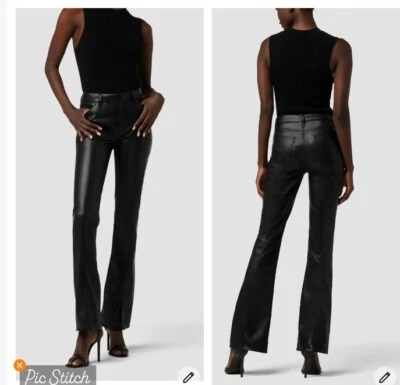 Pantalones Hudson Barbara tiro alto bootcut negros imitación cuero talla 25 nuevos con etiquetas Foto 1 de 4