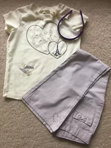 5-teiliges Set I Adore Paris T-Shirt/ Oberteil mit langen Ärmeln/ Hose/ Stirnband Größe 7 Slim - Bild 1 von 12
