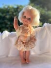 Mattel Posable Hard Plastic Vintage Doll Vinyl Hands Orange Lace Dress