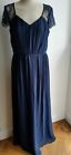VILA evening / ball / prom dress NAVY with lace shoulder and sleeves UK 8 BNWT