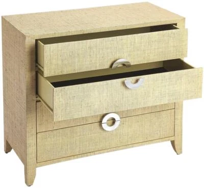 Cajonera Coastal Rafia - Elegante 4 cajones de almacenamiento Foto 1 de 3