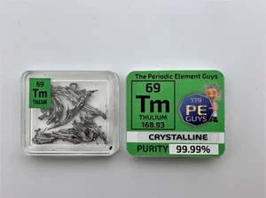 Terre rare Thulium dendritico cristallino 99,99% campione in piastrella elemento periodico - Foto 1 di 3