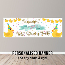 Personalised Rubber Duck Birthday Banner Kids Child's Fun Party Poster