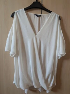white cold shoulder criss cross flattering summer wear flowy material - Picture 1 of 4