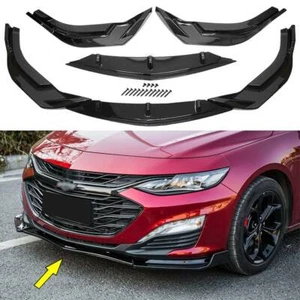 For 2019-2021 Chevrolet Malibu Gloss Black Front Bumper Body Kit Spoiler Lip 3pc - Picture 1 of 12