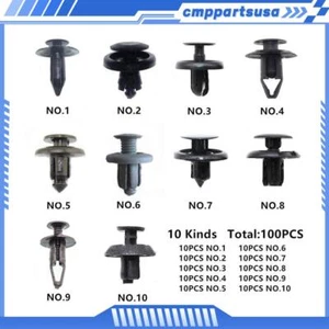 Juego de 100 remaches de tornillo para maletero guardabarros de parachoques de coche para clips de sujeción de plástico automático EE. UU. - Imagen 1 de 5