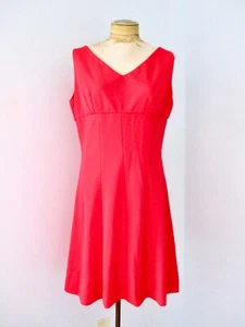 Vtg 70s Red Poly Knit Sleeveless Fit Flare Empire Waist Dress TALON Zip L/XL - Picture 1 of 4