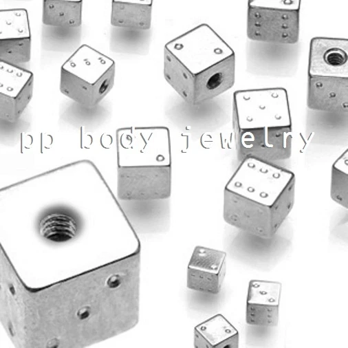 2 piezas. Pieza de barra de pezón de lengua Labret de repuesto de dados roscados de acero quirúrgico Foto 1 de 1