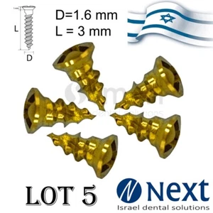 Set x 5 Schraube Titan Pin Membran Befestigungsknochen GBR Ø1.6 L3 Tac - Bild 1 von 3