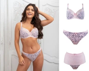 Pour Moi Eden Side Support U/W Bra,Brazilian Brief or High Waist Brief Blush Mix - Picture 1 of 9