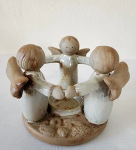 Angels Friendship Circle Keramik Teelicht Kerzenhalter mit 3 Engeln EUC - Bild 1 von 13