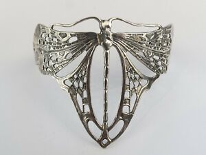 Sterling silver perforated lite on the wrist vintage Dragonfly cuff bracelet 