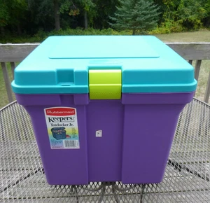 Vtg 1991 Rubbermaid Keepers Totelocker Jr Colorblock Storage Tote Cube No. 2155 - Picture 1 of 23