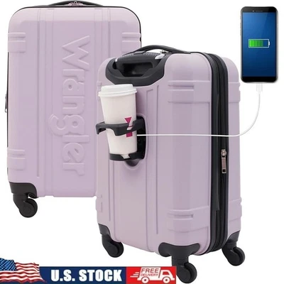 3-in-1 Cup Phone Holder USB Port Hardshell Carry-On Luggage 360 Degree Wheels - Image 1 of 4