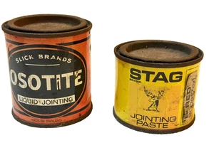Pasta de unión de ciervo vintage y latas de unión líquida de osotita de marcas lisas vintage - Imagen 1 de 12