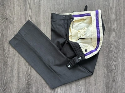 Usado Ralph Lauren Etiqueta Púrpura 31W 25L Para Hombres Gris Sólido Traje Lana Pantalones Pantalones Foto 1 de 4