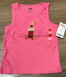 NEW Gymboree Girls CHERRY BABY Cherry Soda Pop PINK TANK TOP - TEE Shirt - SZ 4 - Picture 1 of 4