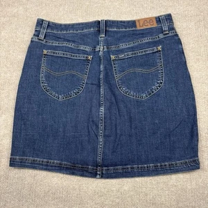 LEE Jeans Mom Skort Size 12 Blue Stretch Denim Mini Short Skirt Western Cowgirl - Picture 1 of 21