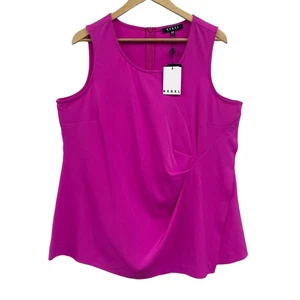 NWT Rebel Wilson X Angels Violet Fuchsia Crew Neck Pleat Top Size 18W - Picture 1 of 10