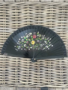 Vintage Hand Fans Spanish Souvenir Fabric Lace, Chinese Paper Wood 3 X Bundle - Picture 1 of 14