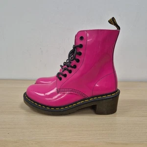 Dr. Martens Clemency Hot Pink Lackleder Absatz Chunky Stiefeletten Uk 6 #2 - Bild 1 von 8