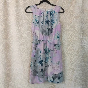 Belle by Oasis Womens Dress 100% Silk Slight Peplum Pockets Size UK 10 Floral - Picture 1 of 15