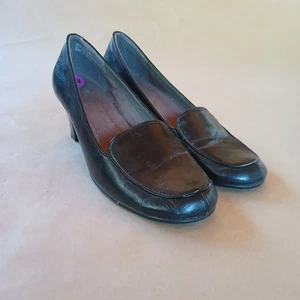 Aerosoles Heelrest Size 8.5 M Black Leather Pumps Slip On Women's Shoes Heels - Picture 1 of 7