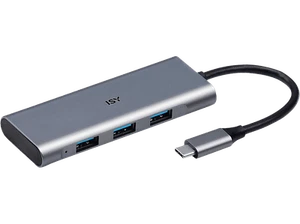 Hub - ISY IHU-5000, Entrada USB-C, 3 salidas USB-A, Diseño de aluminio, Plata - Imagen 1 de 1