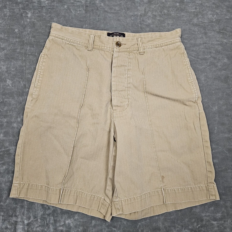 Bermuda masculina RRL Ralph Lauren 31 botões plissada mosca dupla RL roupa de trabalho - Imagem 1 de 4