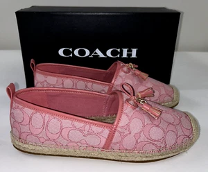 Scarpe donna Coach taglia 9 espadrillas rosa jacquard SIG C CARSON flat NUOVE $178 - Foto 1 di 9