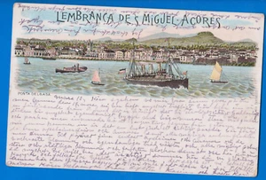Lembrança de São S. Miguel Açores, Azoren, 1903 Litho Gruss Postkarte, Portugal - Bild 1 von 2