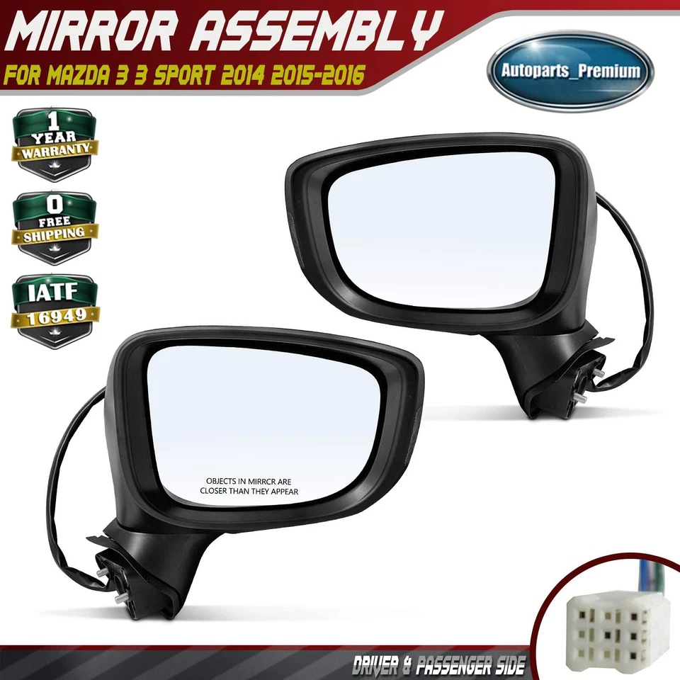 2x Espejo Eléctrico Manual Plegable Señal de Giro para Mazda 3 3 Sport 14-16 Construido en Japón Foto 1 de 4