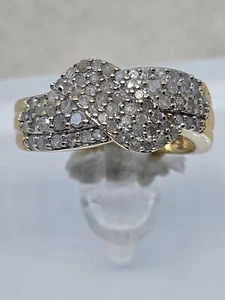 Anillo de oro de 9kt con banda torcida de diamantes talla O (4,59 g) - Imagen 1 de 11