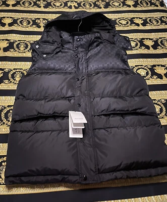 NEW WITH TAGS 100% GUCCI MONOGRAM VEST BLACK GG WITH GG HOOD SIZE 52 - Image 1 of 4