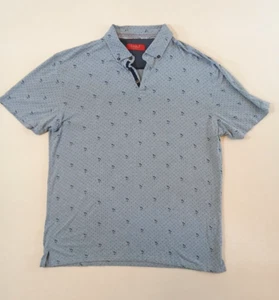 Bruno Milano POLO SHIRT Mens L Short Sleeve Blue Palm Trees Soft Lightweight - Picture 1 of 8