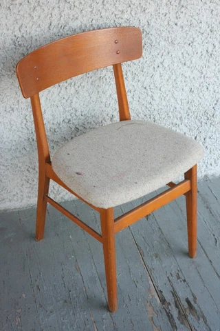 Vintage FARSTRUP Dining Chair. Mid Century Modern Wood & Fabric DENMARK Cover