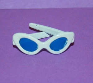 Vintage Barbie BLUE LENS SUNGLASSES WHITE Frame Cat Eye REPRO - Picture 1 of 4