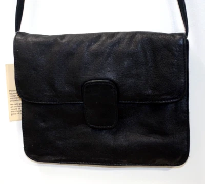 BB - новый с Ярлыками винтажный черный из тонкой кожи Messenger двойной наплечная сумка сумочка зеркало - Изображение 1 из 4